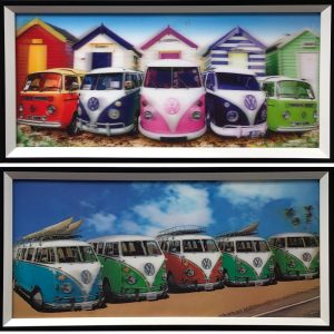 VW volkswagen retro vintage bus 3D holografisch schilderij SET van 2 stuks