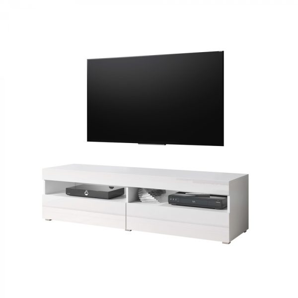 TV meubel TV kast Kubrick 140 cm body wit front hoogglans wit