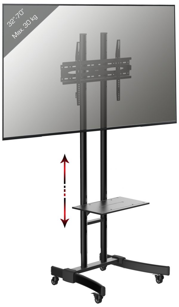 TV voet standaard monitor beeldscherm 190 cm verrijdbaar hoogte instelbaar zwart