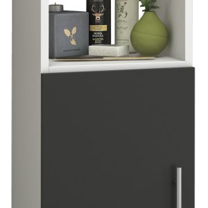 Kolomkast Flandu - badkamer kast meubel - 93 cm hoog - wit zwart