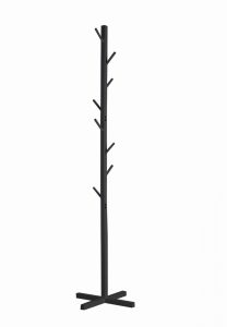 Staande kapstok hout – boom kapstok 8 haken – 176 cm hoog – zwart