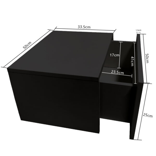 Zwevend nachtkastje - hangend halkastje - met lade - 50 cm breed - zwart - Afbeelding 5