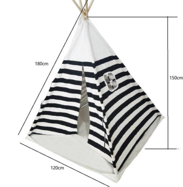 Wigwam tipi speeltent Floortje - indianen tent - met vloer kussen - linnen en katoen - Afbeelding 5