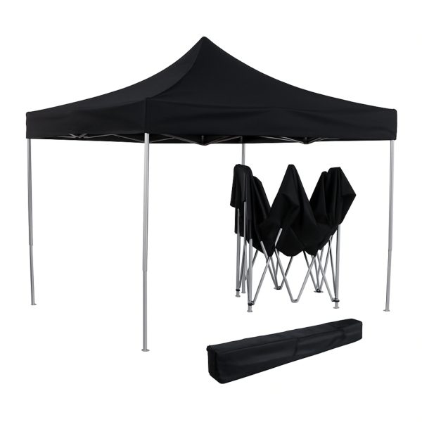 VDD Partytent Easy Up - Paviljoen - Opvouwbaar Draagbaar - Evenementen Tent - Camping - Waterdicht - Met Draagtas - Zwart - 3 x 3m - Afbeelding 2