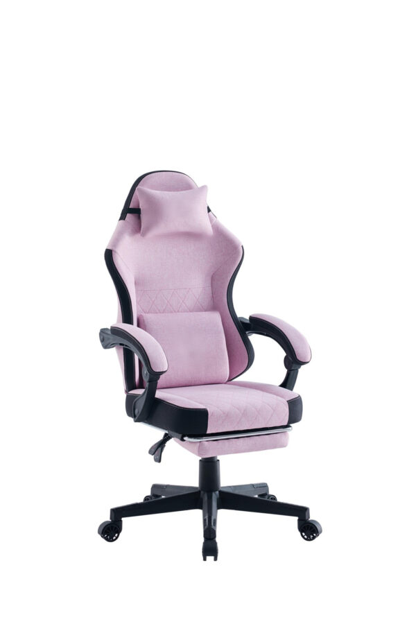 VDD - gamestoel met voetsteun - padded armsteunen - hoogte verstelbaar - roze - Afbeelding 2