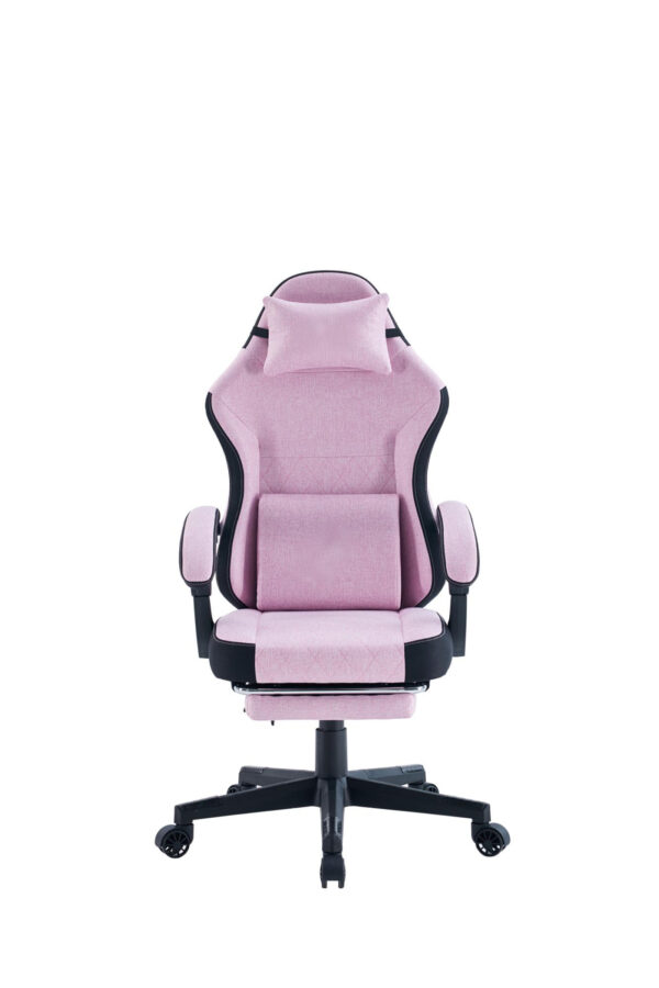 VDD - gamestoel met voetsteun - padded armsteunen - hoogte verstelbaar - roze - Afbeelding 3