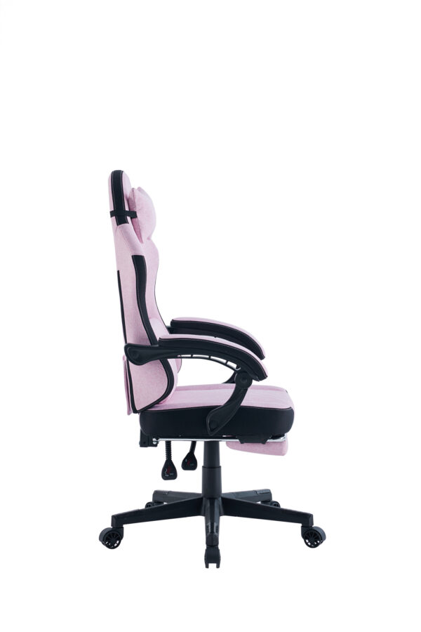 VDD - gamestoel met voetsteun - padded armsteunen - hoogte verstelbaar - roze - Afbeelding 5