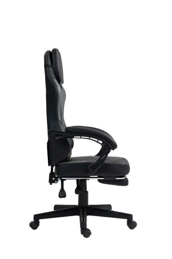 VDD - Zwarte-grijze gamestoel - voetensteun - ergonomisch - hoogte verstelbaar - Afbeelding 5