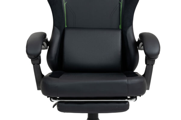 VDD - Zwarte-groene gamestoel - voetensteun - ergonomisch - hoogte verstelbaar - Afbeelding 7