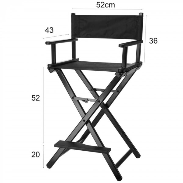VDD – Stoel - Kruk – Klap Stoel - Make up Stoel – Visagie Stoel – Regisseursstoel – Kaptafel Stoel – Make up Kruk – Kaptafel Kruk - Makeup Stoel - Zwart - Afbeelding 6