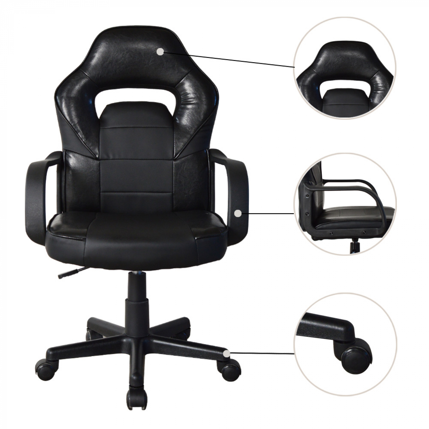 Bureaustoel Thomas junior - gamestoel racing gaming stijl - hoogte verstelbaar - zwart - alternatieve afbeelding