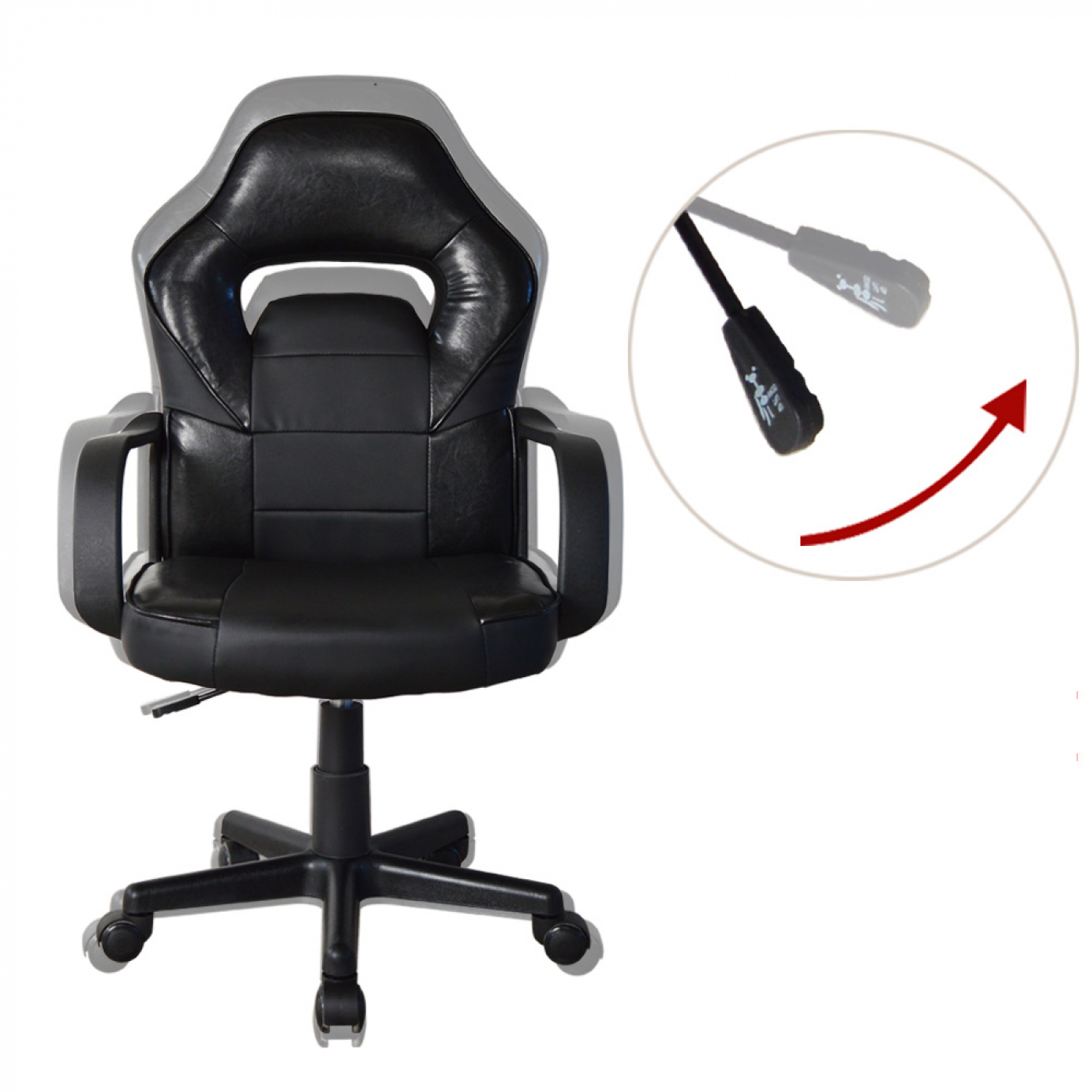 Bureaustoel Thomas junior - gamestoel racing gaming stijl - hoogte verstelbaar - zwart - Meubel Plein Bureaustoel Thomas junior - gamestoel racing gaming stijl - hoogte verstelbaar - zwart - Meubel Plein