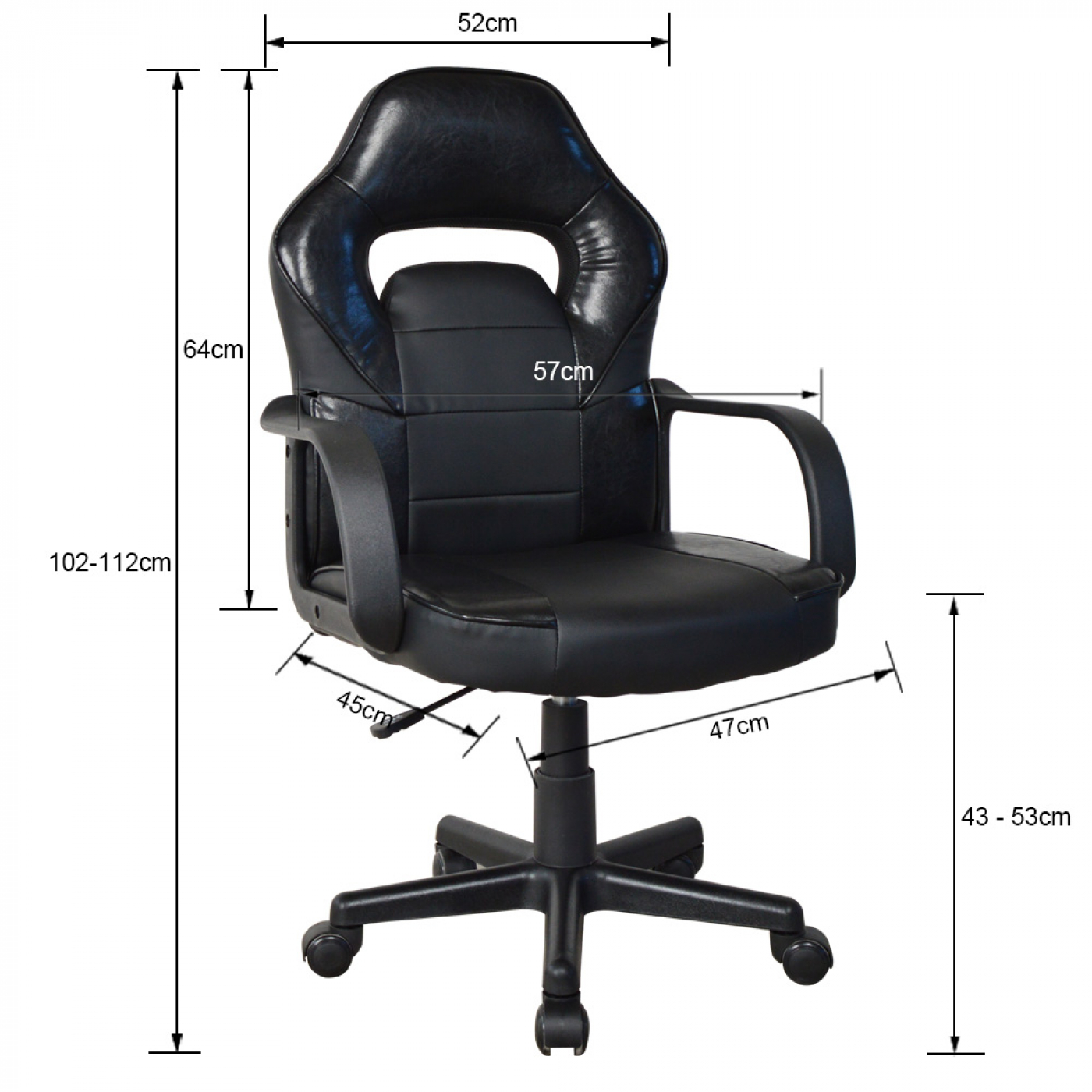 Bureaustoel Thomas junior - gamestoel racing gaming stijl - hoogte verstelbaar - zwart - Meubel Plein Bureaustoel Thomas junior - gamestoel racing gaming stijl - hoogte verstelbaar - zwart - Meubel Plein