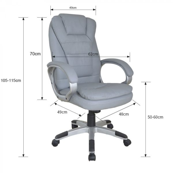 Bureaustoel - directiestoel - ergonomisch verstelbaar - extra dikke vulling - grijs - Meubel Plein