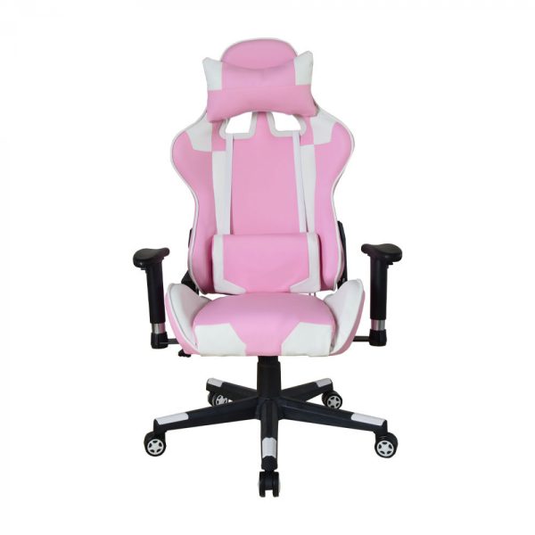 Bureaustoel gamestoel Thomas - racing gaming stijl stoel - ergonomisch - roze wit - Meubel Plein