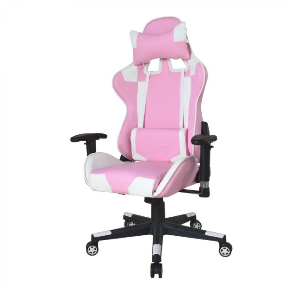 Bureaustoel gamestoel Thomas - racing gaming stijl stoel - ergonomisch - roze wit - Meubel Plein