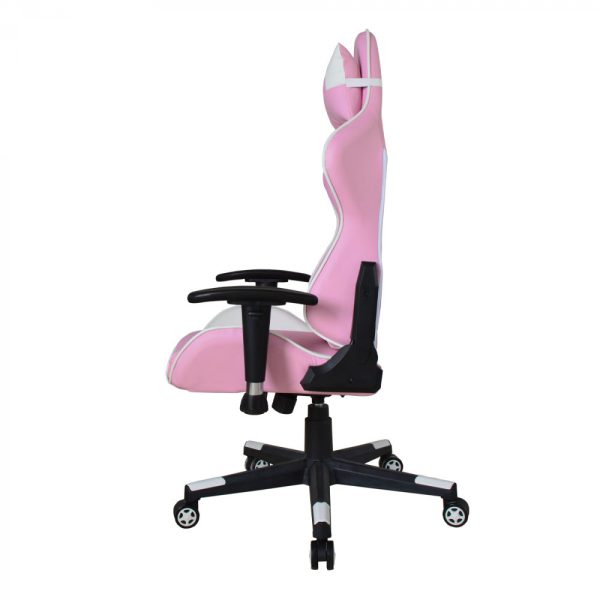 Bureaustoel gamestoel Thomas - racing gaming stijl stoel - ergonomisch - roze wit - Meubel Plein