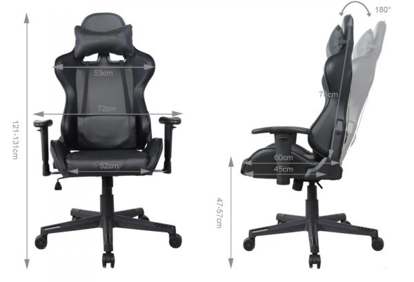 Bureaustoel gamestoel Thomas - racing gaming stijl stoel - ergonomisch - zwart design - Meubel Plein