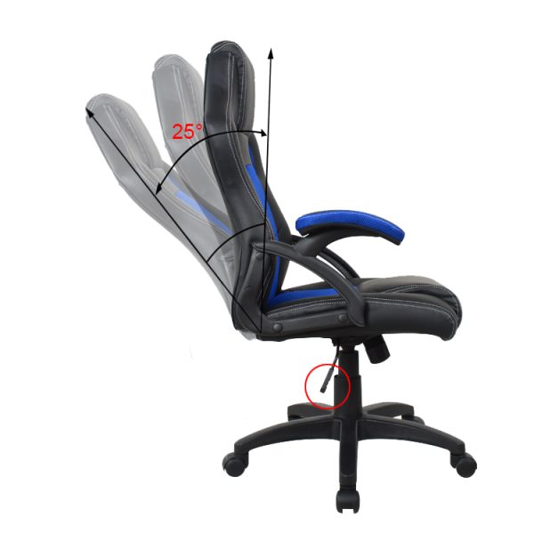 Gamestoel Wouter junior bureaustoel - racing gaming stijl - hoogte verstelbaar - zwart blauw - Meubel Plein