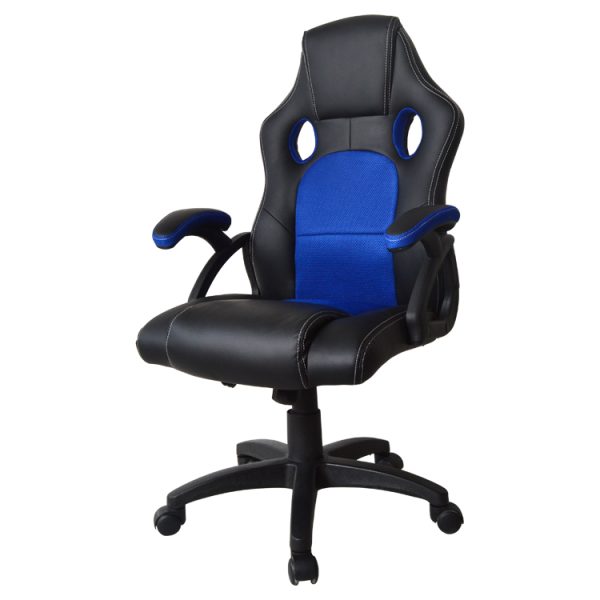 Gamestoel Wouter junior bureaustoel - racing gaming stijl - hoogte verstelbaar - zwart blauw - Meubel Plein