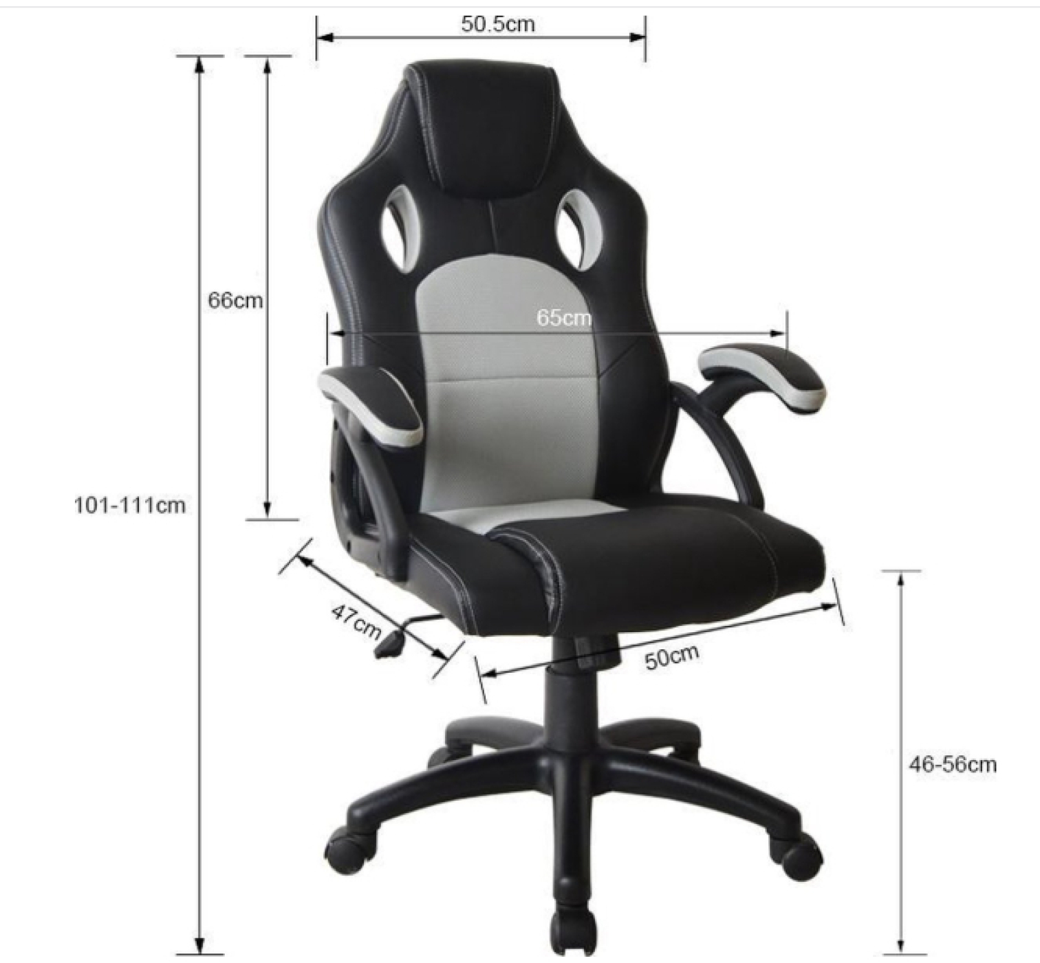 Gamestoel Wouter junior bureaustoel - racing gaming stijl - hoogte verstelbaar - zwart grijs - alternatieve afbeelding