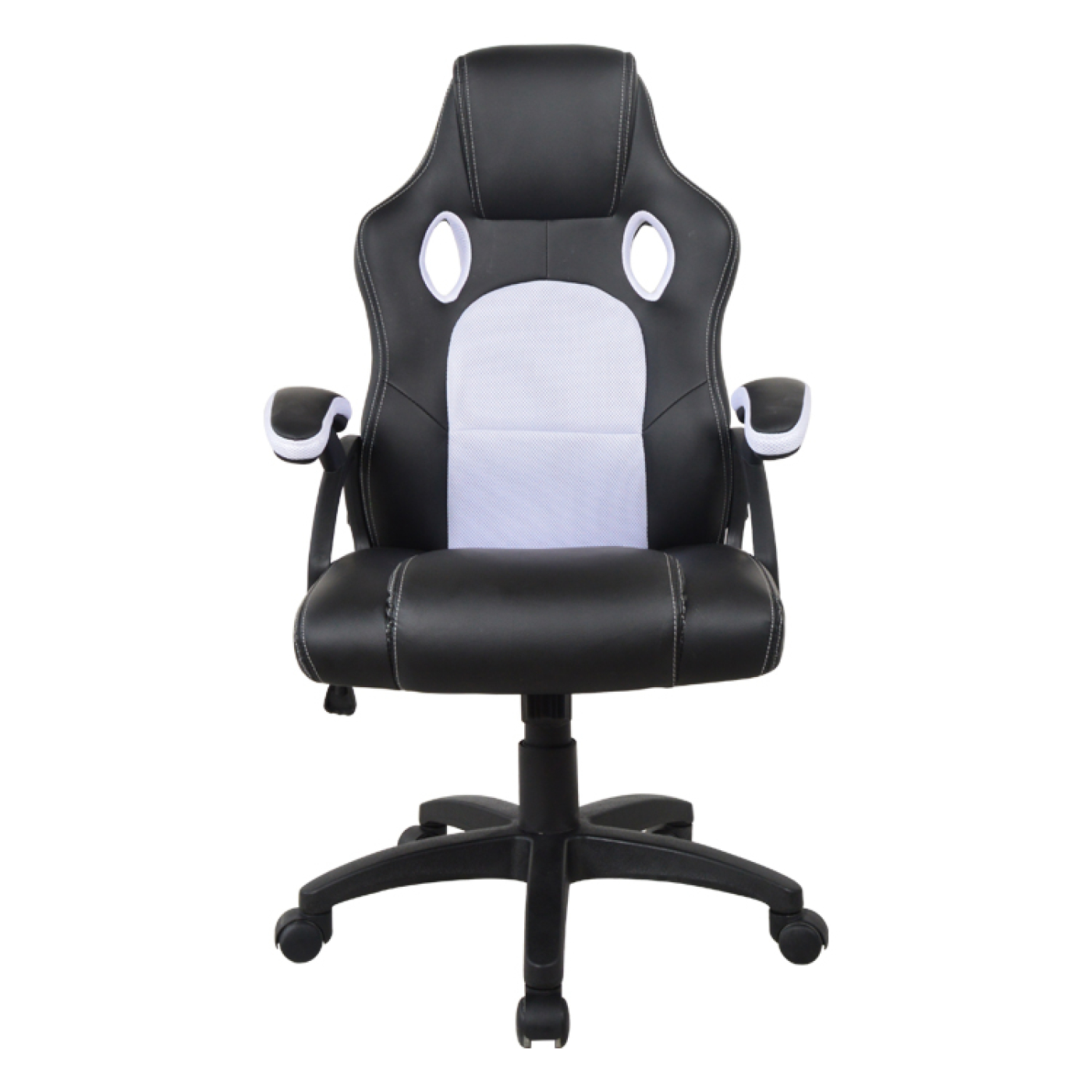 Gamestoel Wouter junior bureaustoel - racing gaming stijl - hoogte verstelbaar - zwart wit - alternatieve afbeelding