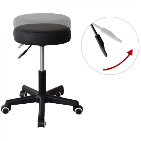 Kantoorkruk - bureaukruk - werkkruk - tabouret - hoogte instelbaar - zwart - Meubel Plein