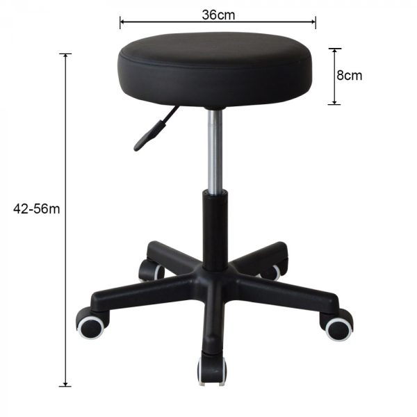 Kantoorkruk - bureaukruk - werkkruk - tabouret - hoogte instelbaar - zwart - Meubel Plein