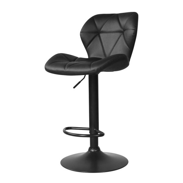 Set van 2 zwarte barstoelen - Barkrukken met rugleuning - In hoogte verstelbare barkrkukken - Meubel Plein