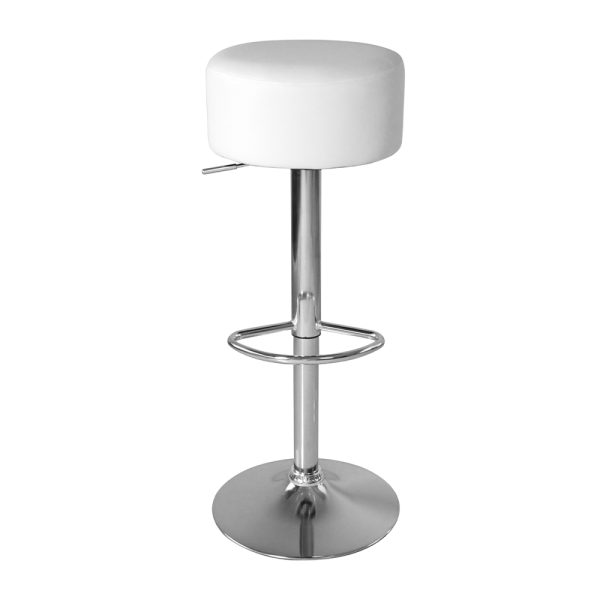 Elegante Barkrukken met Witte Zitting en Verstelbare Hoogte - Keukenstoel - Set van 2 - Meubel Plein