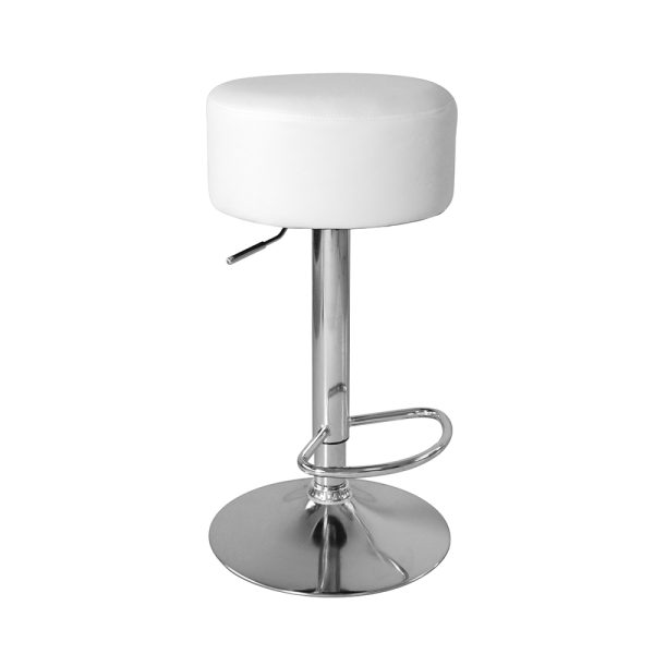 Elegante Barkrukken met Witte Zitting en Verstelbare Hoogte - Keukenstoel - Set van 2 - Meubel Plein