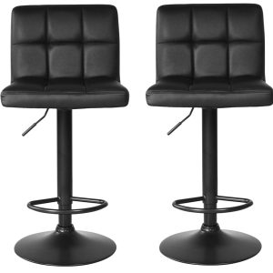 Zwarte Barstoel - Stijlvol en Verstelbaar - Modern Design - Set van Twee barkrukken