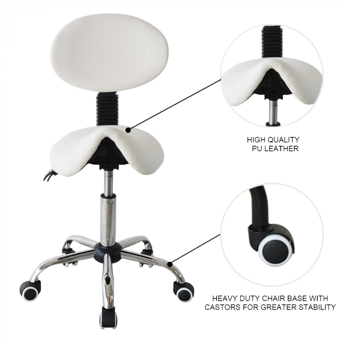 Zadelkruk ergonomisch rugleuning kantelbaar - kapperskruk - tabouret - hoogte verstelbaar - alternatieve afbeelding