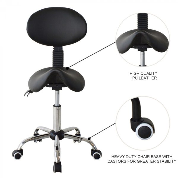 Zadelkruk rugleuning ergonomisch kantelbaar - kapperskruk - tabouret - hoogte verstelbaar - Meubel Plein