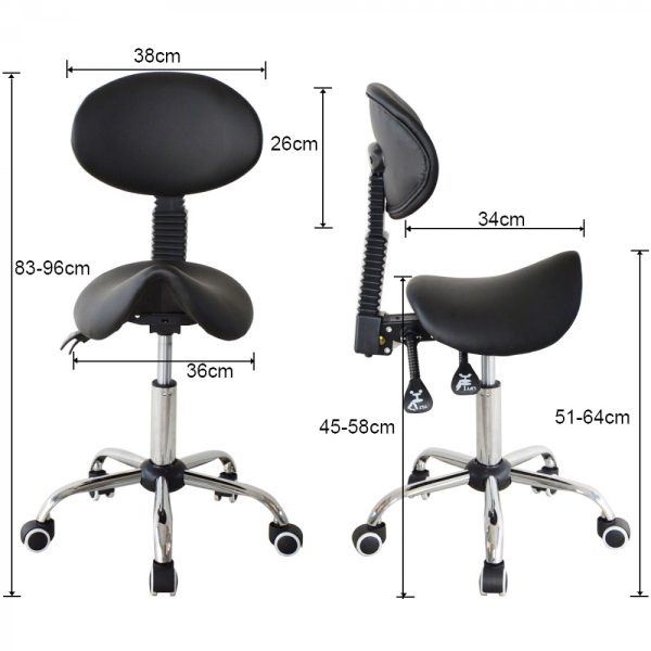 Zadelkruk rugleuning ergonomisch kantelbaar - kapperskruk - tabouret - hoogte verstelbaar - Meubel Plein