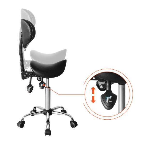 Zadelkruk ergonomisch - kapperskruk - tabouret - hoogte verstelbaar - rugleuning kantelbaar en verstelbaar - Meubel Plein