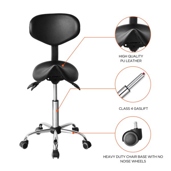 Zadelkruk ergonomisch - kapperskruk - tabouret - hoogte verstelbaar - rugleuning kantelbaar en verstelbaar - Meubel Plein