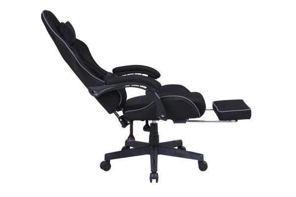 VDD - gamestoel met voetsteun - padded armsteunen - hoogte verstelbaar - massage kussen - zwart - Meubel Plein