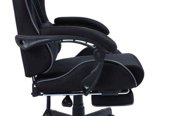 VDD - gamestoel met voetsteun - padded armsteunen - hoogte verstelbaar - massage kussen - zwart - Meubel Plein