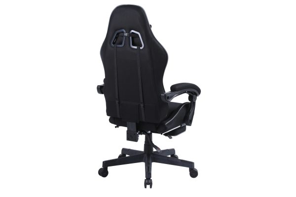 VDD - gamestoel met voetsteun - padded armsteunen - hoogte verstelbaar - massage kussen - zwart - Meubel Plein