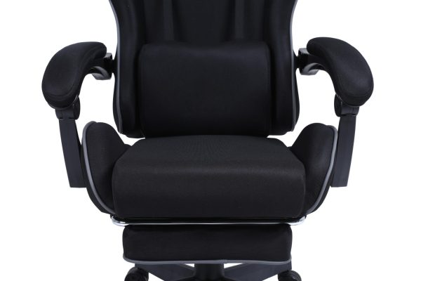 VDD - gamestoel met voetsteun - padded armsteunen - hoogte verstelbaar - massage kussen - zwart - Meubel Plein