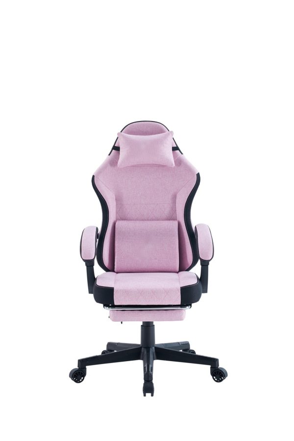 VDD - gamestoel met voetsteun - padded armsteunen - hoogte verstelbaar - roze - Meubel Plein