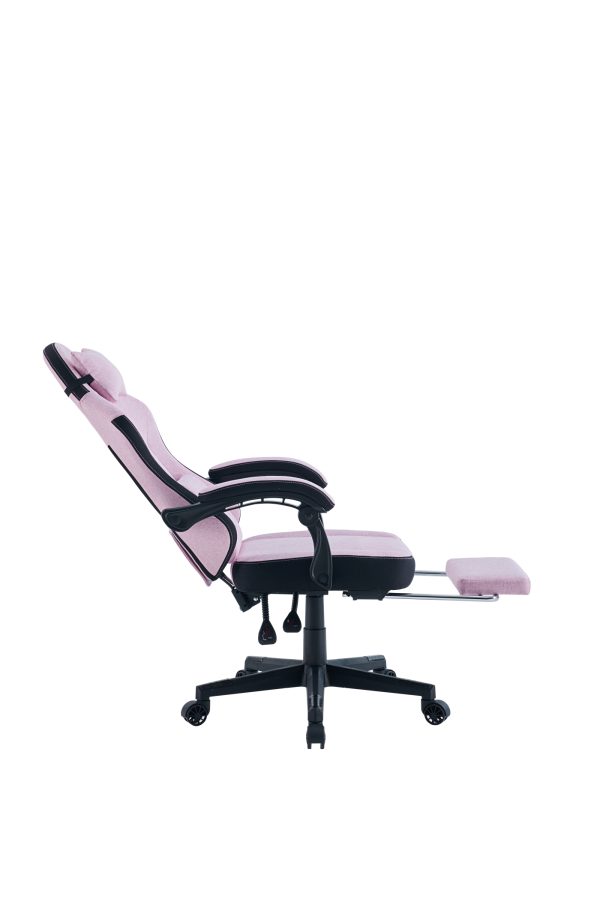 VDD - gamestoel met voetsteun - padded armsteunen - hoogte verstelbaar - roze - Meubel Plein