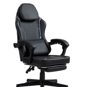 VDD - Zwarte gamestoel - voetensteun - ergonomisch - hoogte verstelbaar