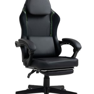 VDD - Zwarte-groene gamestoel - voetensteun - ergonomisch - hoogte verstelbaar