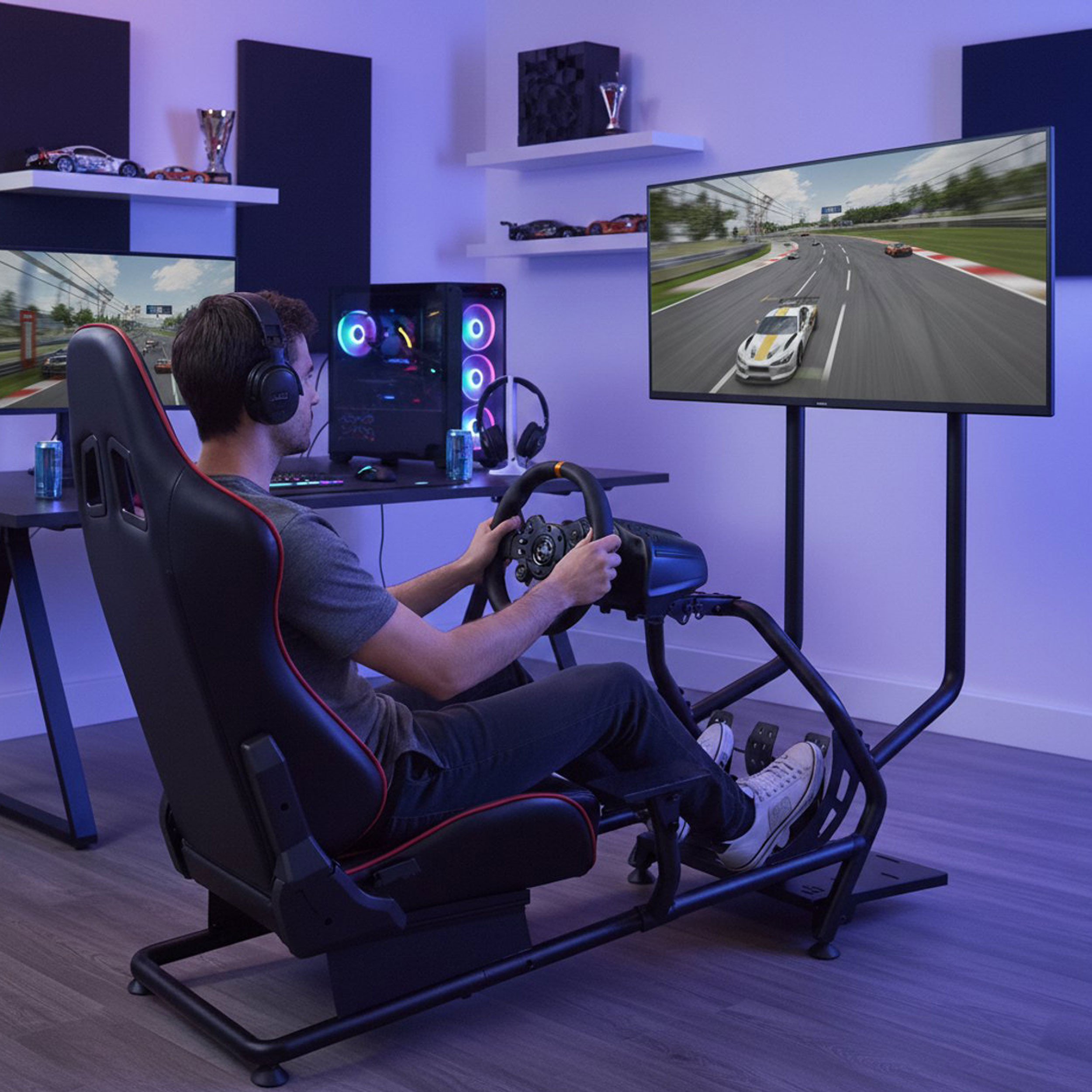 VDD Gaming ONE+ - Complete Racing Cockpit Simulator - Rood - Meubel-Plein VDD Gaming ONE+ - Complete Racing Cockpit Simulator - Rood - Meubel-Plein