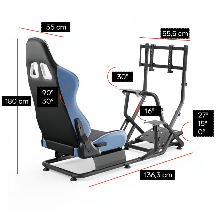 VDD Gaming Grand ONE - Complete Racing Cockpit Simulator - Blauw - alternatieve afbeelding