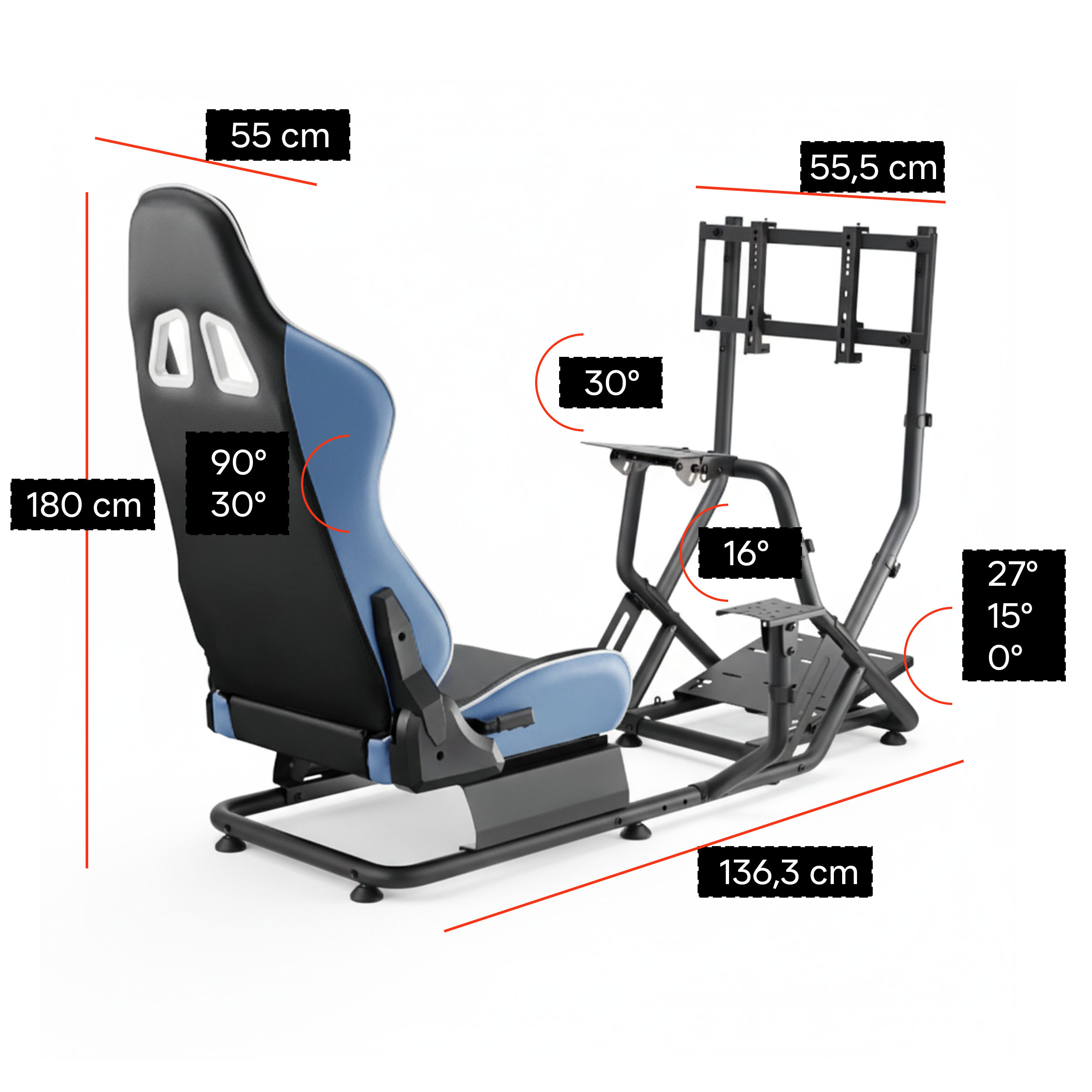 VDD Gaming Grand ONE - Complete race simulator - Blauw - alternatieve afbeelding