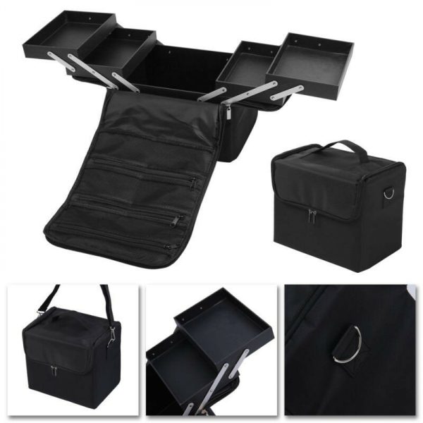 VDD Beauty Case - Make Up Visagie Koffer - Nagel Koffer - Uitklapbaar - Zwart - Meubel Plein