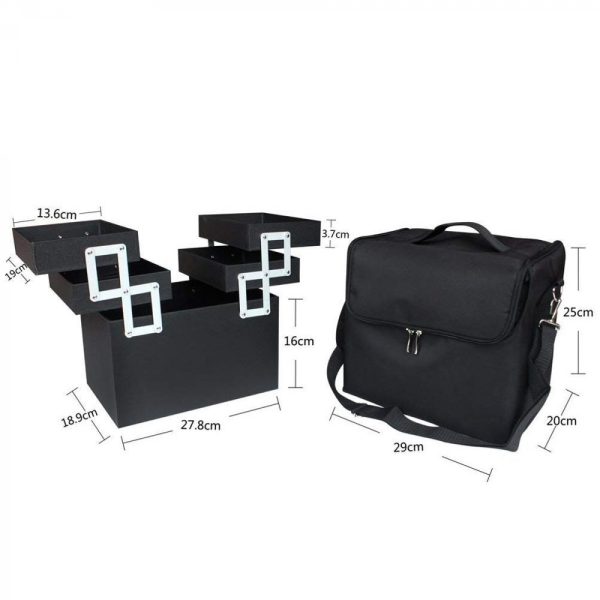 VDD Beauty Case - Make Up Visagie Koffer - Nagel Koffer - Uitklapbaar - Zwart - Meubel Plein